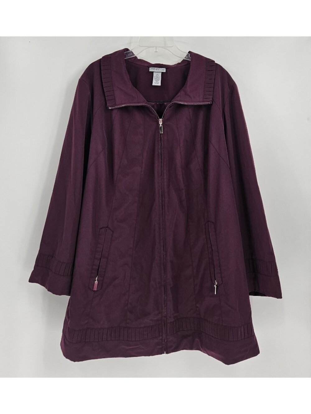 Catherines Womens Lightweight Jacket 2X Dark Plum Lined Water Resistant Demure
